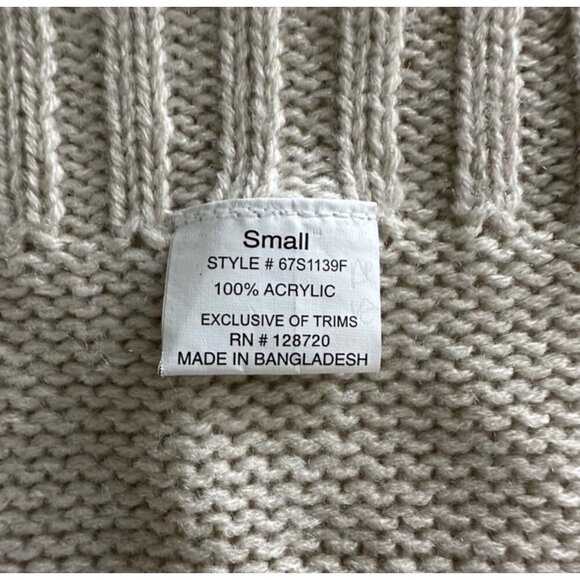 Quinn Womens Acrylic Poncho Sweater With Button Cowl Neck Beige Size S - Picture 4 of 9